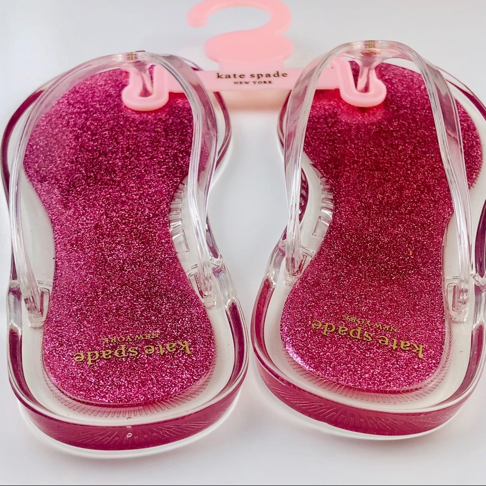 Kate Spade Pink Jill Flip Flop Sandal Clear Gold - Picture 6 of 8